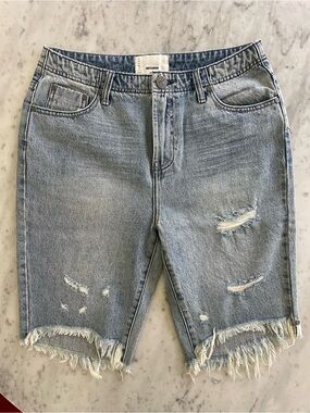 ONETEASPOON long line Denim Trucker shorts